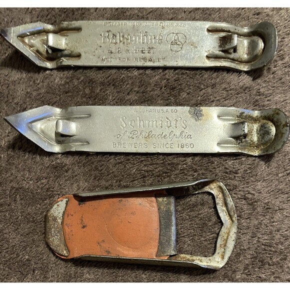 VTG Beer Bottle Opener Lot (3) Ballantine, Schmidt’s of Philadelphia And Vaughan - Picture 2 of 5